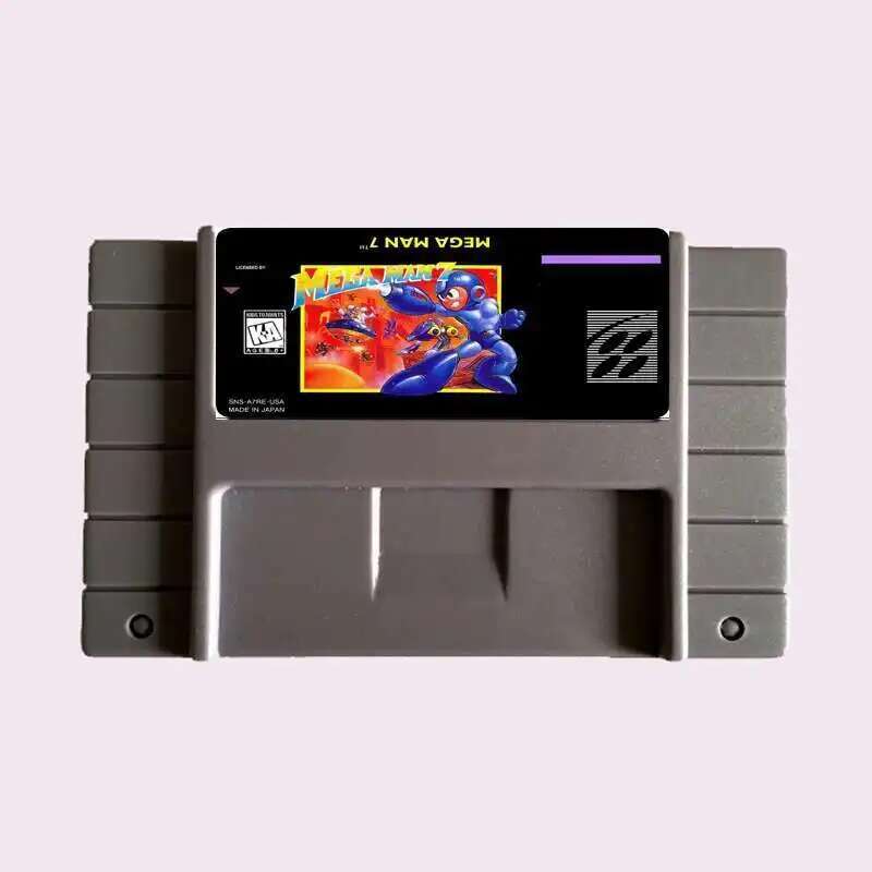 Gaming Console High Quality - ゲームプレーヤーカード,高品質の16ビットゲームカード,メガマン7 nsc,大型グレー,米国版