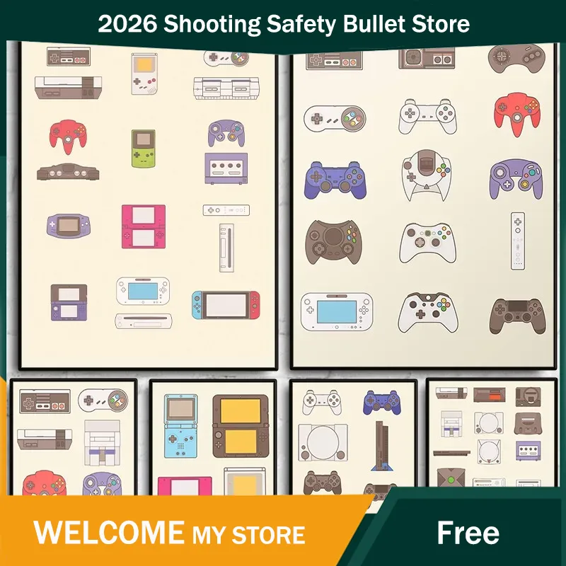 Gaming Console Picture - ビデオゲーム携帯型およびコンソール進化ポスター、ゲームパッドダイヤモンドペインティングウォールアート、ゲームルーム、男の隠れ家、家の装飾用絵画