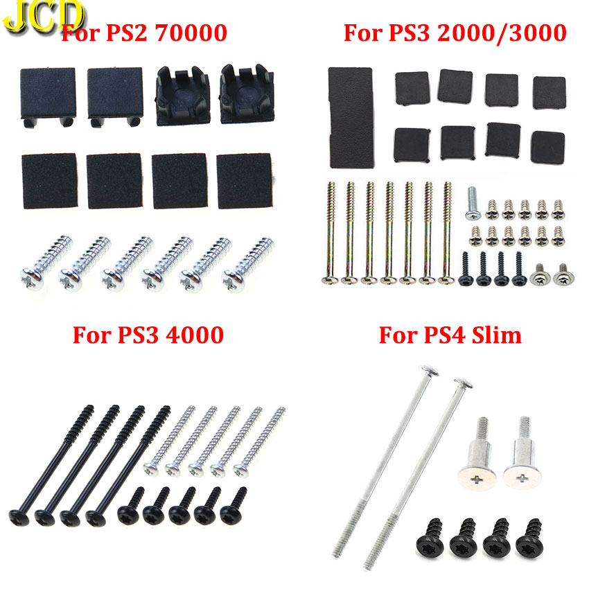 Gaming Console Ps3 - JCD PS4 スリムネジネジキットフルセット黒プラスチックゴム足カバー PS3 スリム 2000