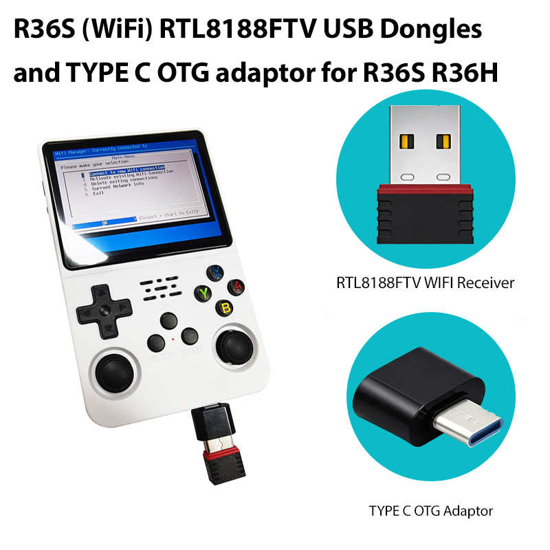 Gaming Console In 2026 - 2026 R36S (WiFi) RTL8188FTV USBドングルとTYPE C