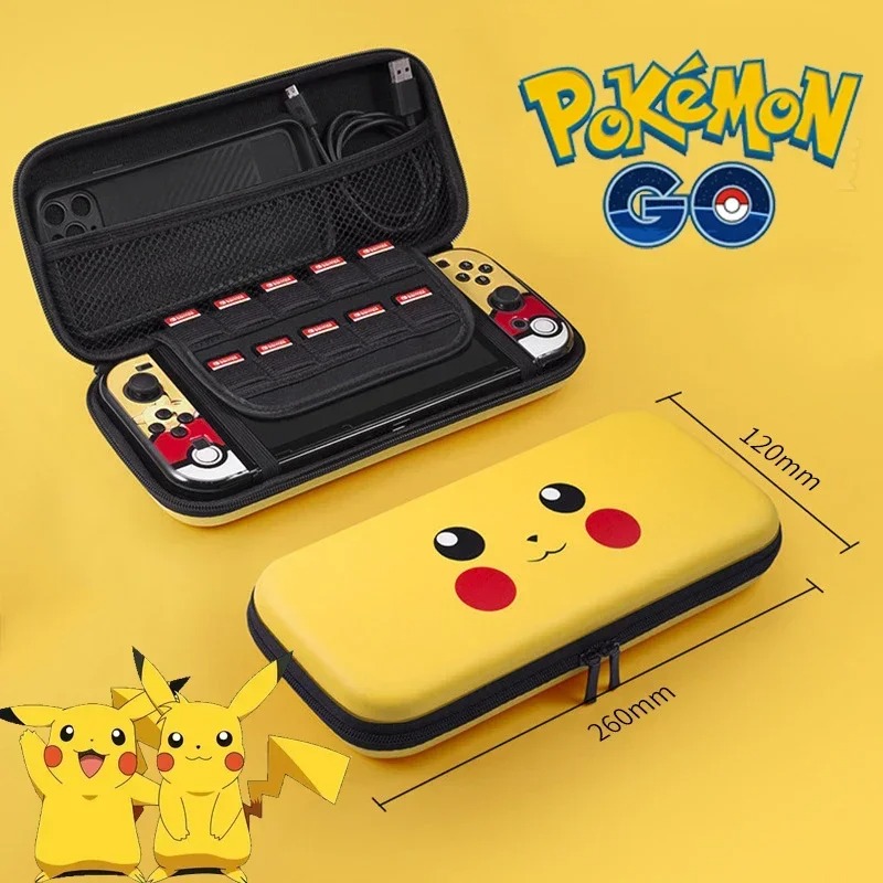 Gaming Console Bag - ポケモンピカチュウ収納袋スイッチ OLED NS コンソールハードシェル保護ポーチゲームアクセサリーアニメポータブルカバーバッグ