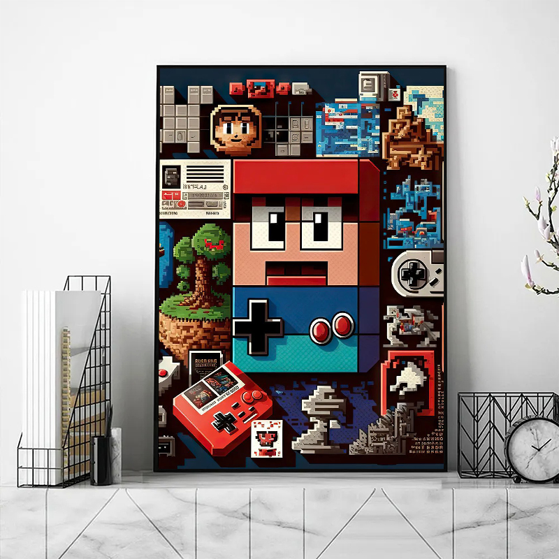 ホットゲームコンソールのピクセルアート風コラージュポスター、 - Gaming Console Picture のレビューと価格