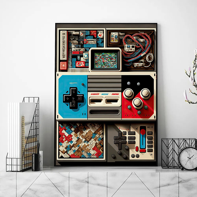 ホットゲームコンソールのピクセルアート風コラージュポスター、 - Gaming Console Picture のレビューと価格